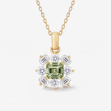 August Birthstone Floral Cluster Necklace - Peridot