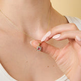 July Birthstone Floral Cluster Necklace - Ruby