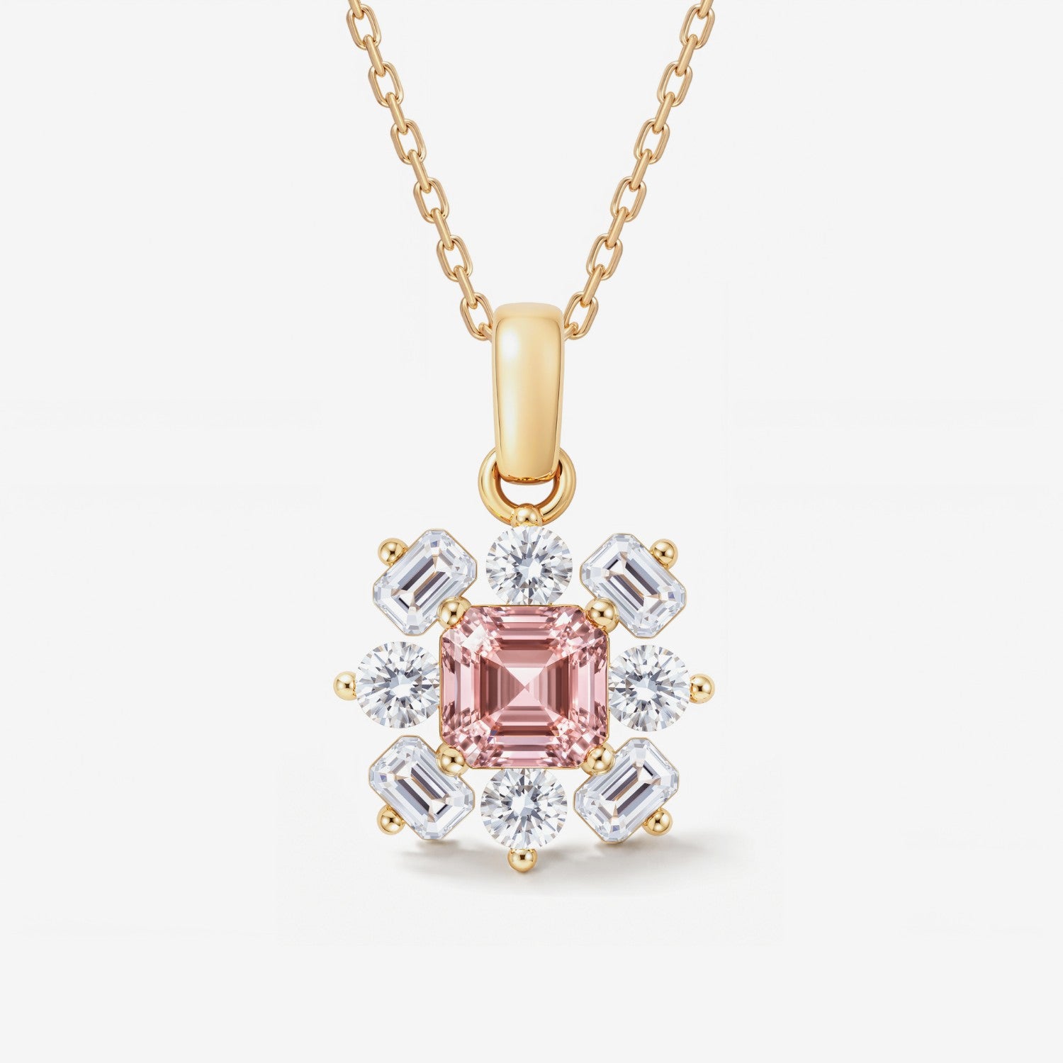 October Birthstone Floral Cluster Necklace - Pink Tourmaline