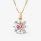 October Birthstone Floral Cluster Necklace - Pink Tourmaline