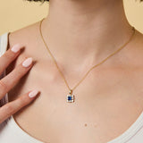 September Birthstone Floral Cluster Necklace - Sapphire