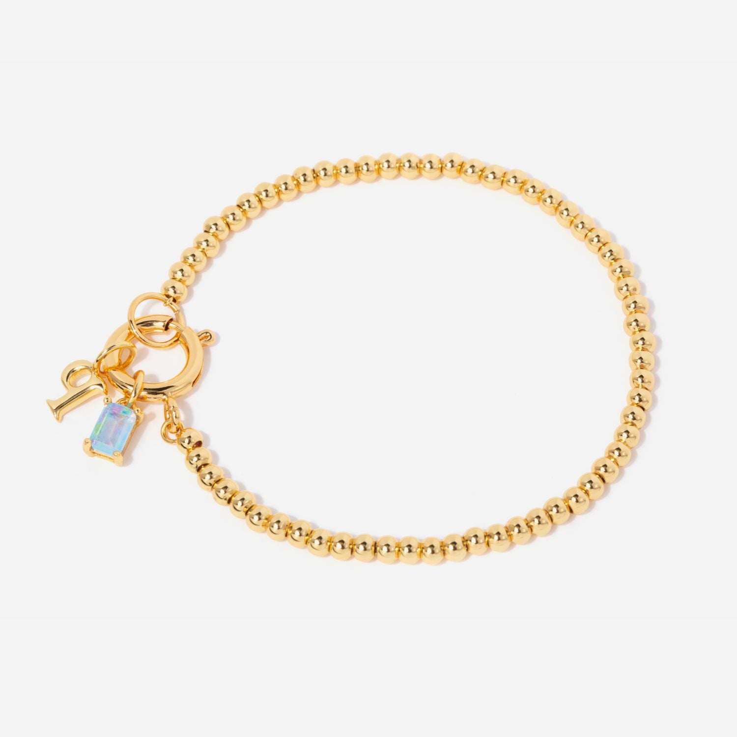 Birthstone Initial Bead Bracelet