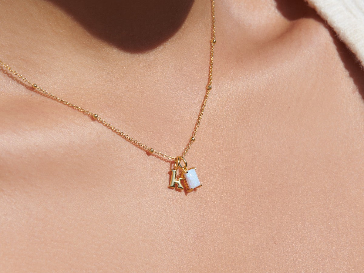 Birthstone Initial Sphere Necklace | Little Sky Stone