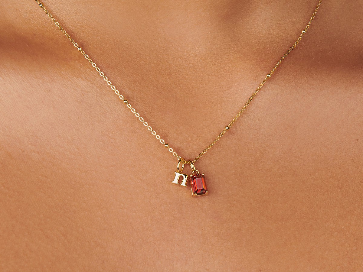 Birthstone Initial Sphere Necklace | Little Sky Stone