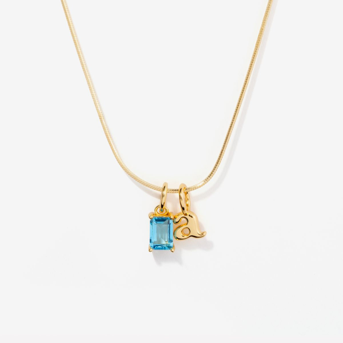 Birthstone Initial Charm Necklace - Ada
