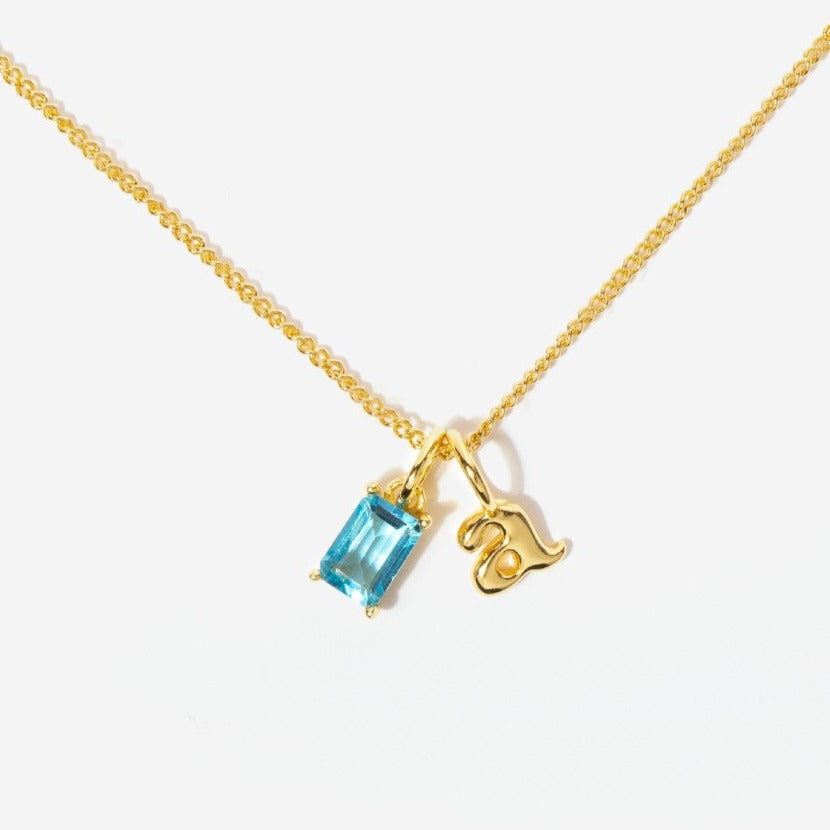 Initial Necklace with Birthstone For Mom – Little Sky Stone