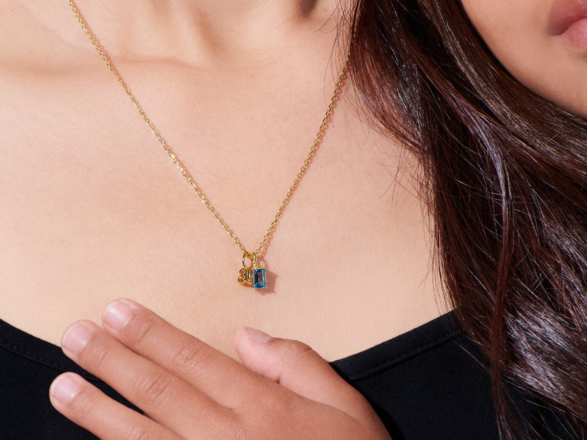 Personalized Birthstone Initial Necklace | Little Sky Stone
