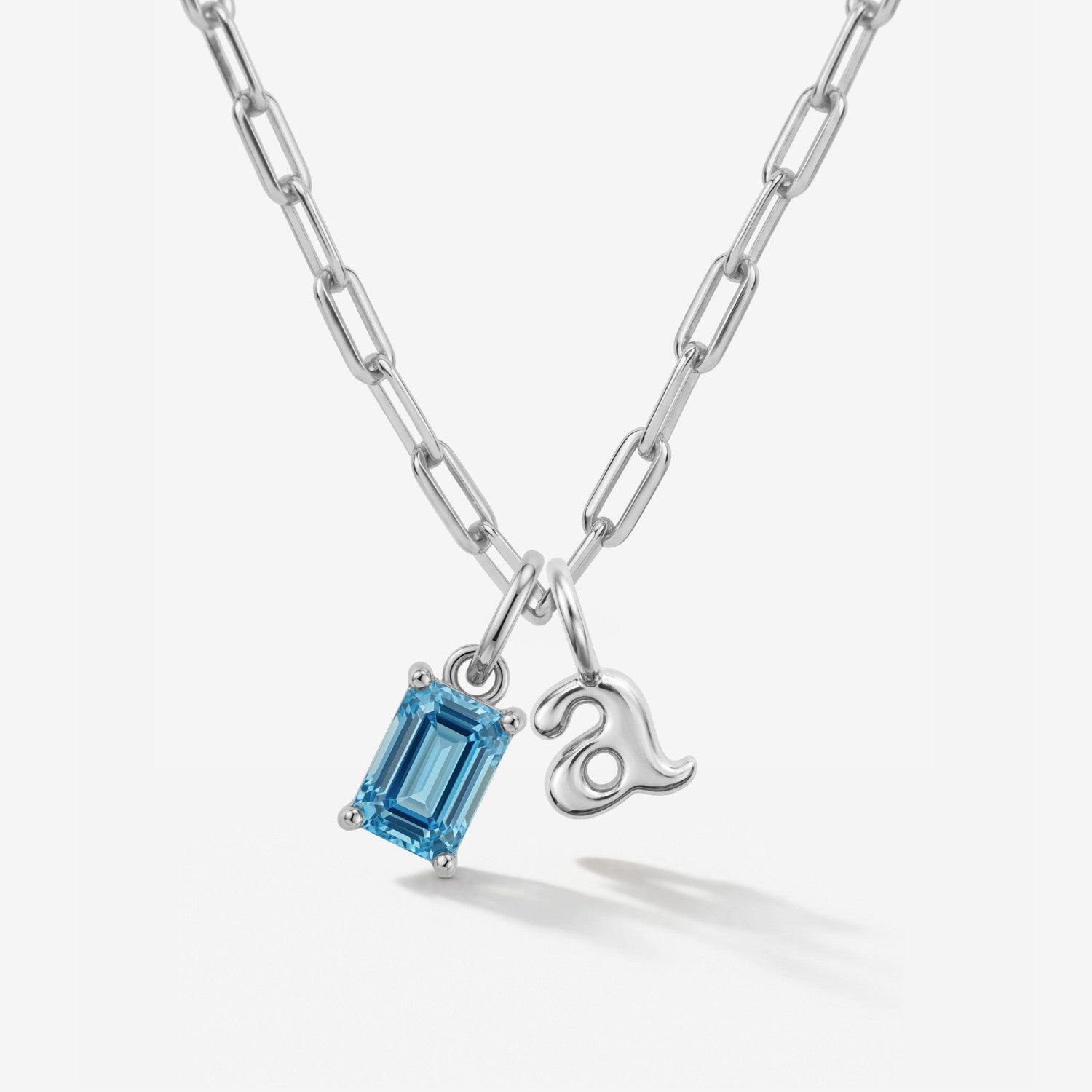 Birthstone Initial Silver Necklace - Kenzie