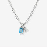 Birthstone Initial Silver Necklace - Kenzie