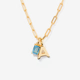 Birthstone Uppercase Initial Necklace - kenzie