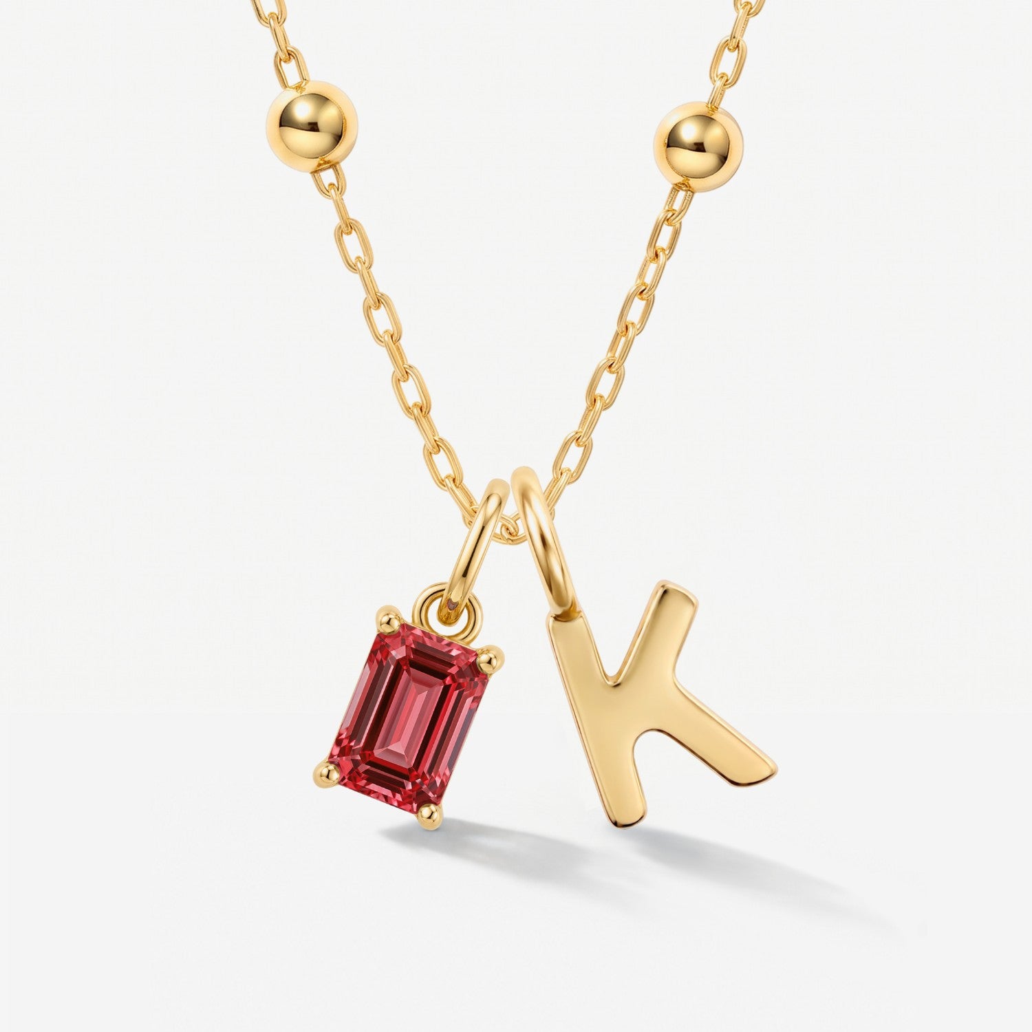 Birthstone Uppercase Initial Sphere Necklace