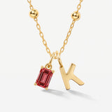 Birthstone Uppercase Initial Sphere Necklace