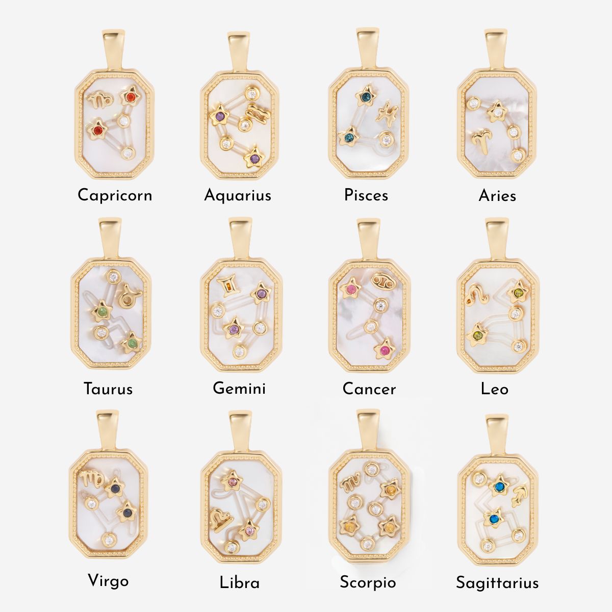 Birthstone Zodiac Necklace Charm