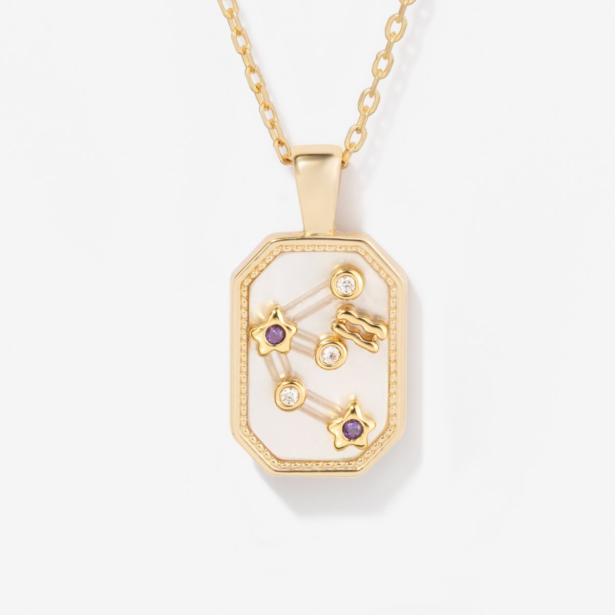 Birthstone Zodiac Necklace - Aquarius