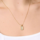 Birthstone Zodiac Necklace - 14K Gold Plated Horoscope & Astrology Dainty Pendant with Mother of Pearl