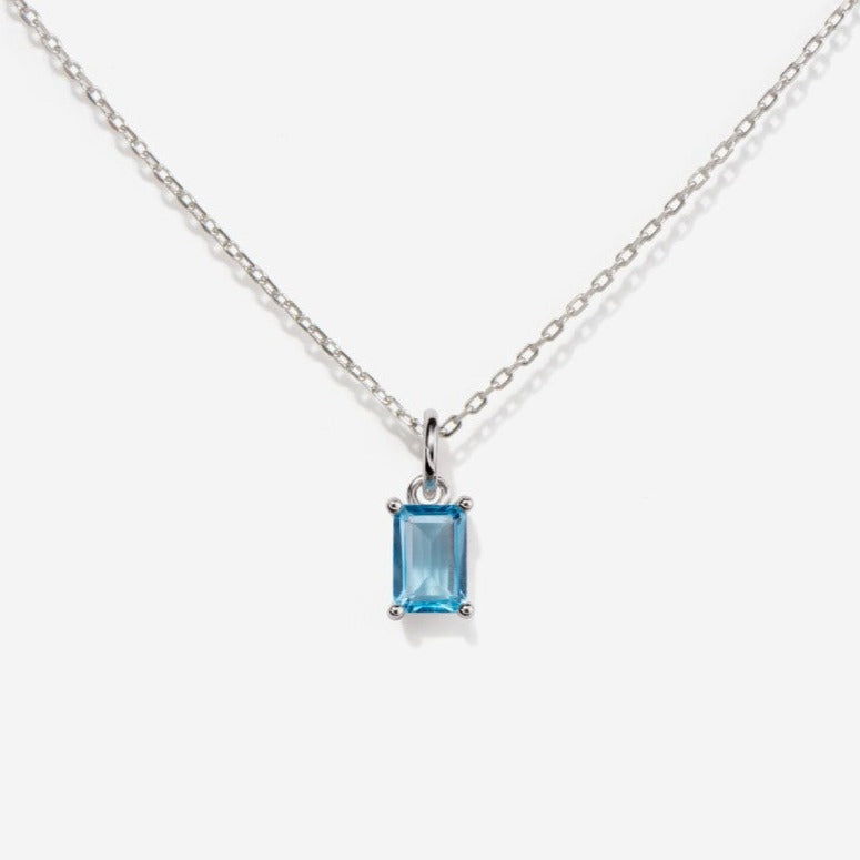Blue Topaz December Birthstone Silver Necklace | Little Sky Stone