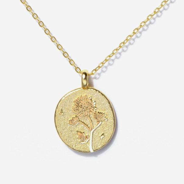Chrysanthemum November Birth Flower Necklace | Little Sky Stone