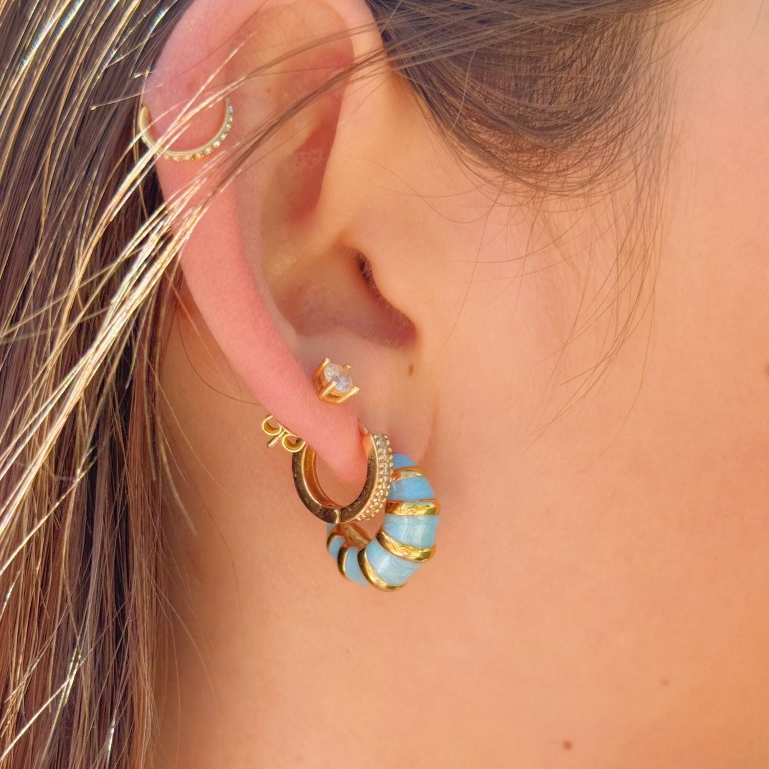 Croissant Blue Enamel Hoops