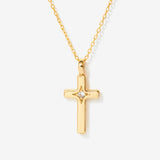 Cross Pendant Necklace in 14k Gold over Silver - Evelyn