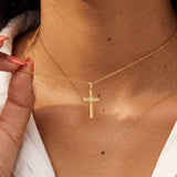 Cross Pendant Necklace in 14k Gold over Silver - Evelyn