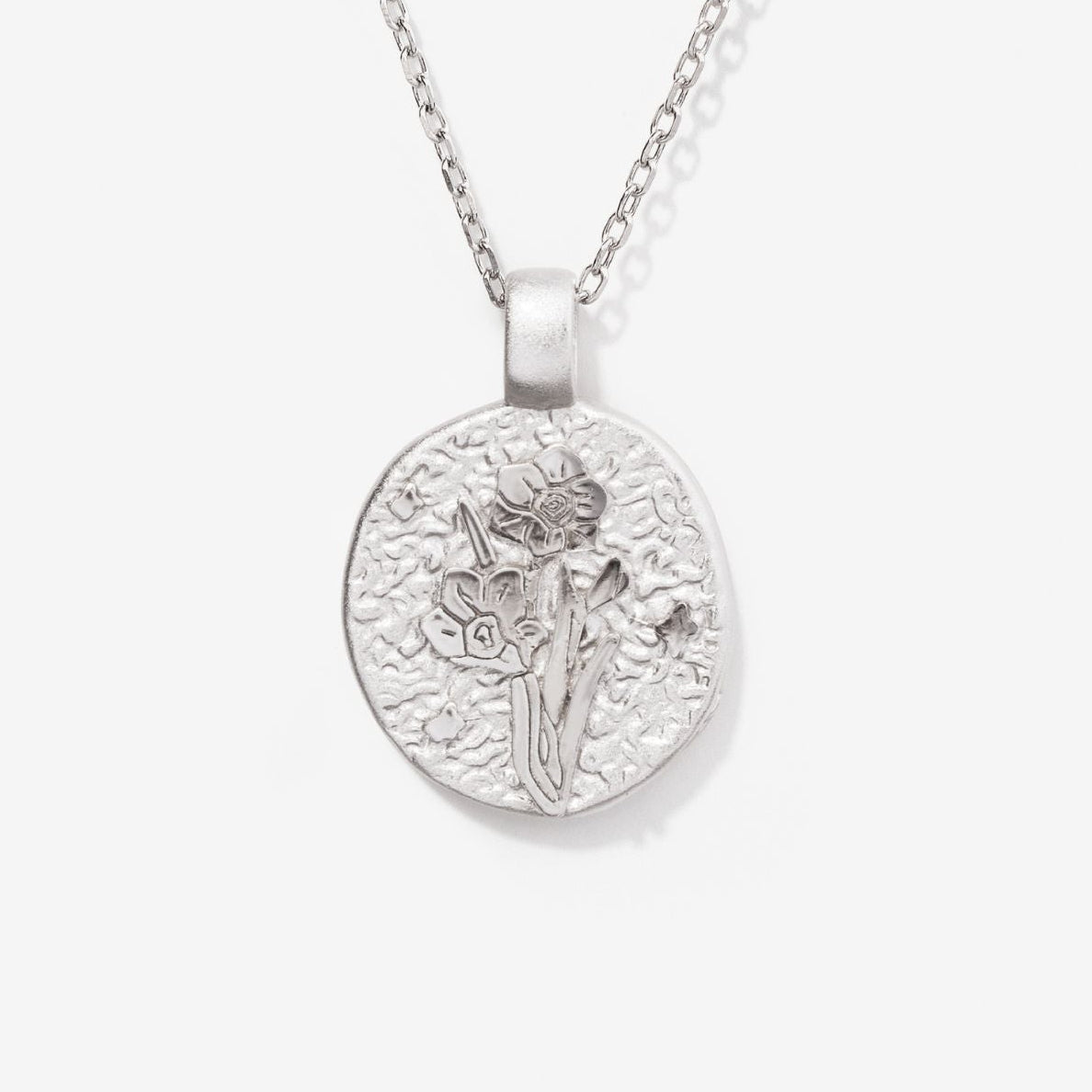 Narcissus December Birth Flower Sterling Silver Necklace