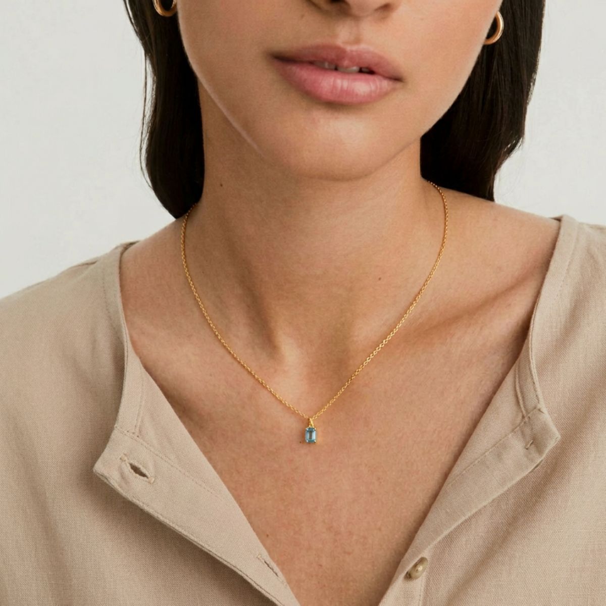December Birthstone Blue Topaz Necklace