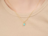 Tiny Baguette Turquoise Necklace in Gold Plated Silver