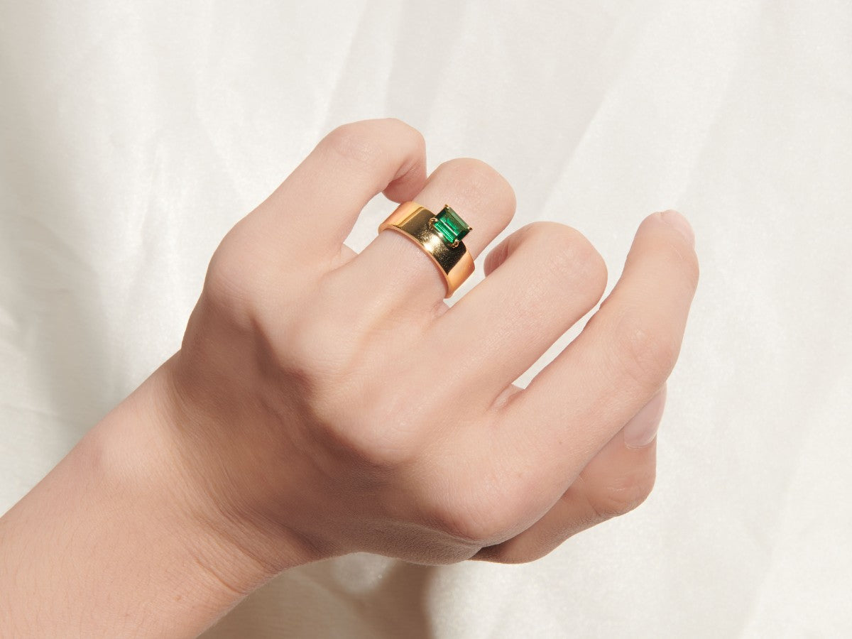 Emerald Baguette Cut Monolith Ring | Little Sky Stone