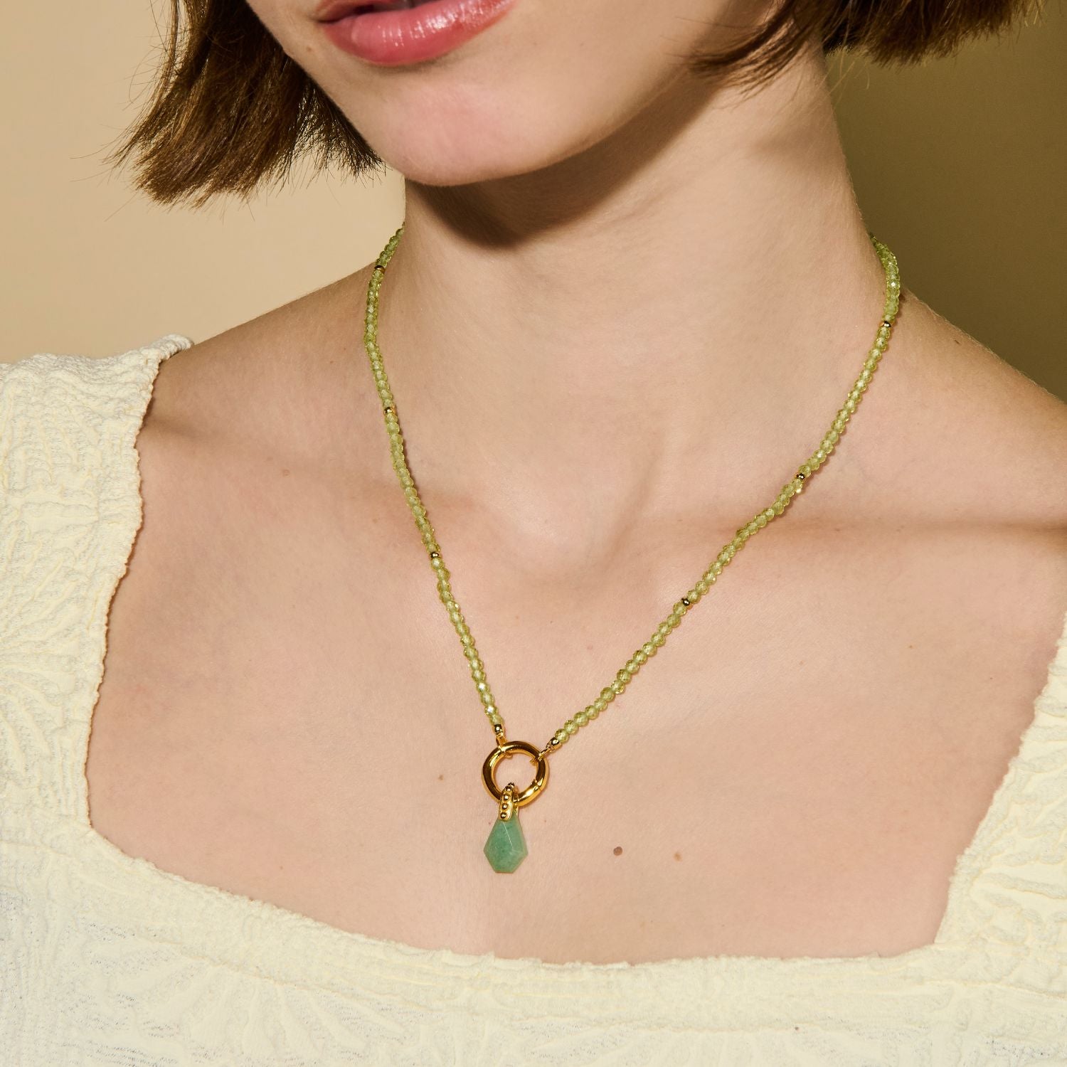 Energy Gemstone Green Jade Charm