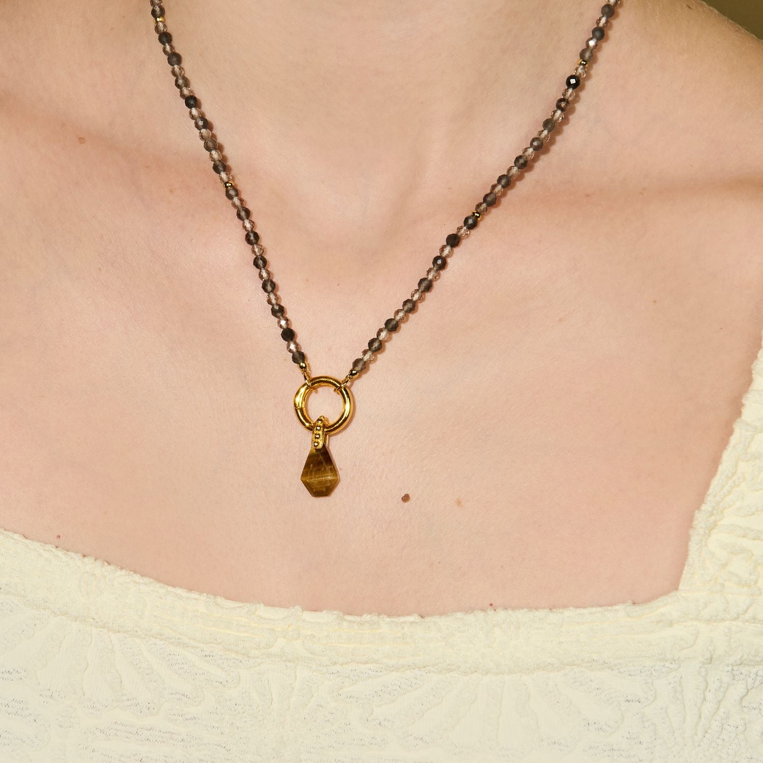 Energy Gemstone Tiger Eye Charm