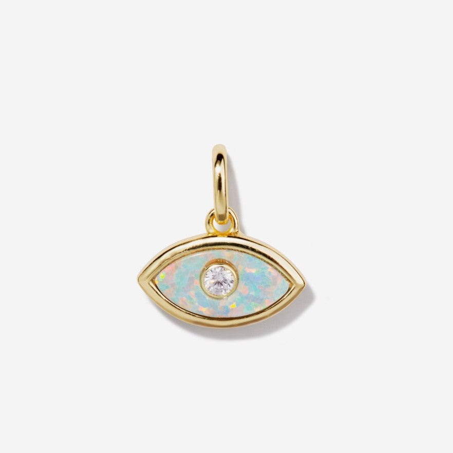 Evil Eye Opal 14k Gold Necklace Charm| Little Sky Stone