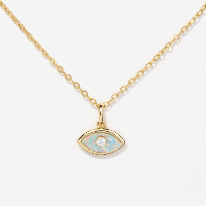 Evil Eye Opal Pendant Gold Necklace | Little Sky Stone