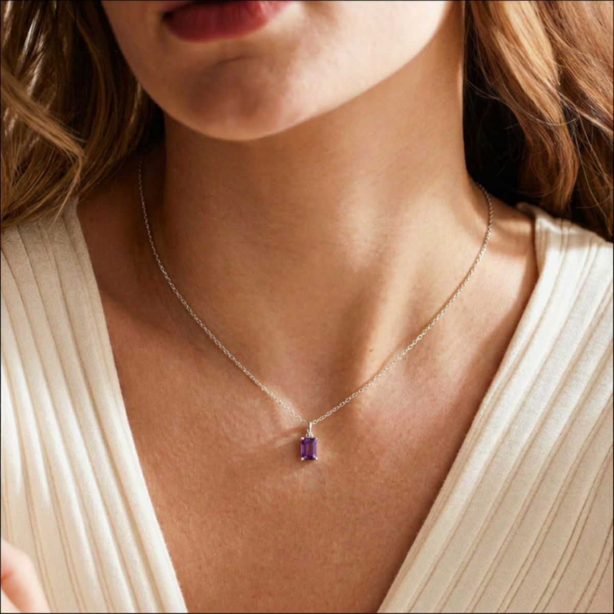 February Birthstone Amethyst Silver Necklace