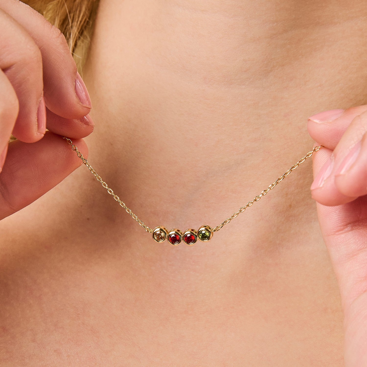 Four Birthstone Personalized Necklace