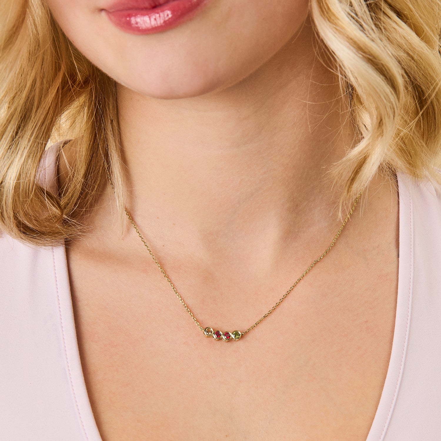 Four Birthstone Personalized Necklace