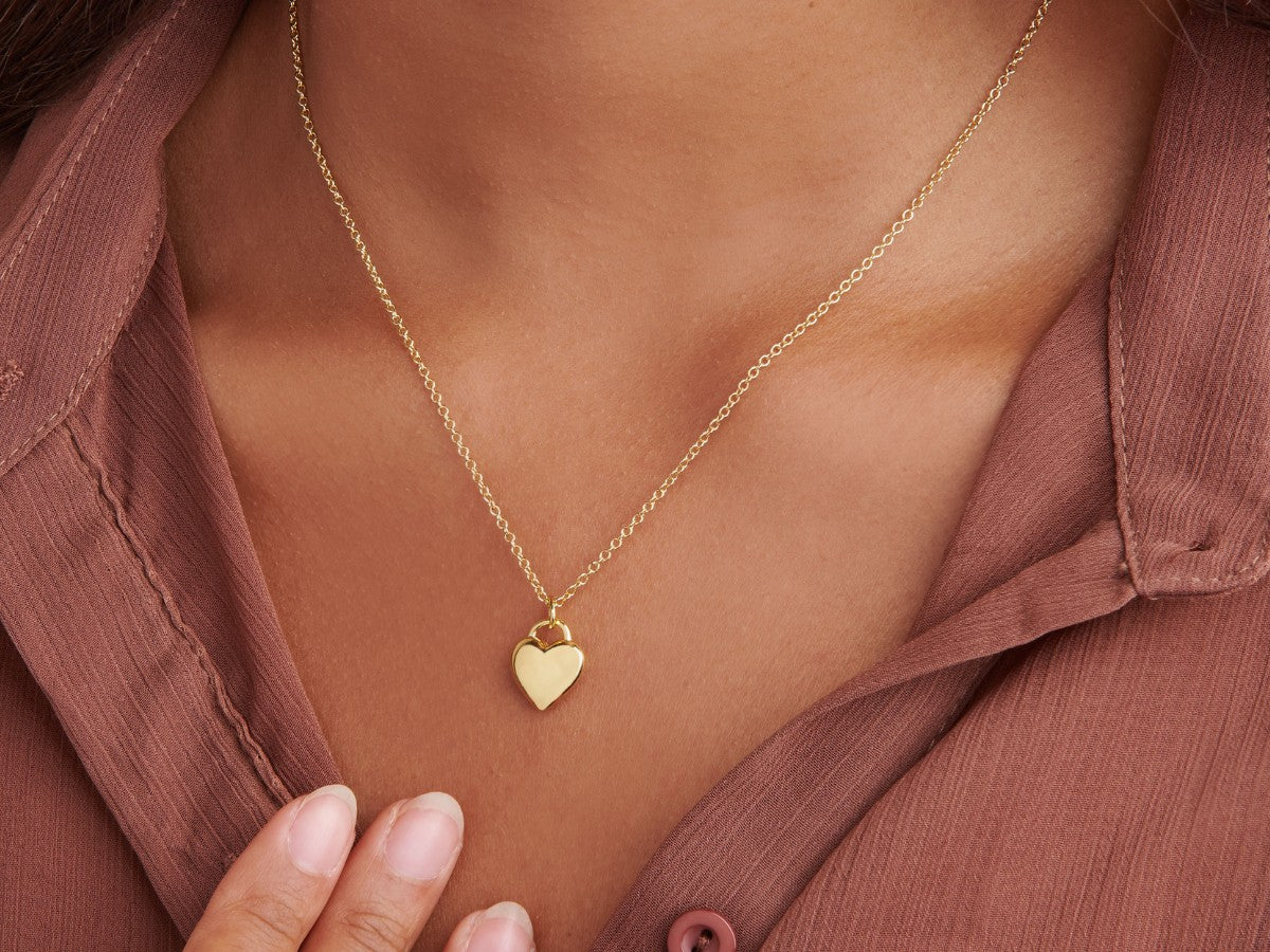 Puffed Heart 14K Gold Plated Necklace | Little Sky Stone