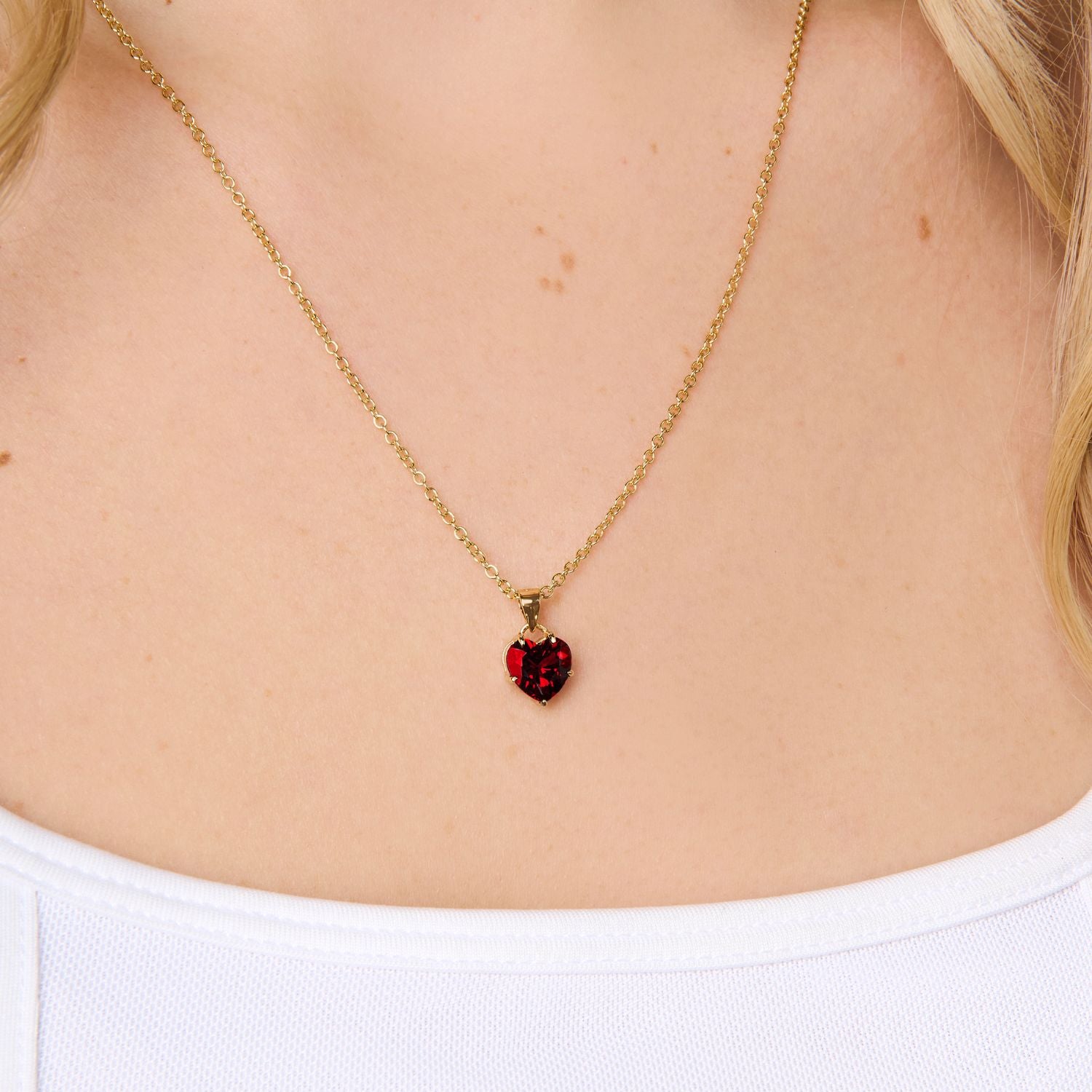 Garnet Heart Charm Necklace - Libi