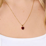 Garnet Heart Charm Necklace - Libi