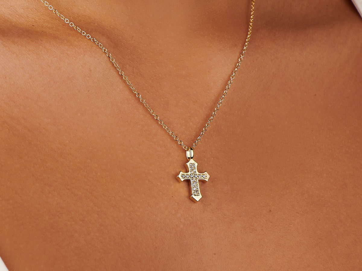 Pavé Cross Necklace Charm | Little Sky Stone