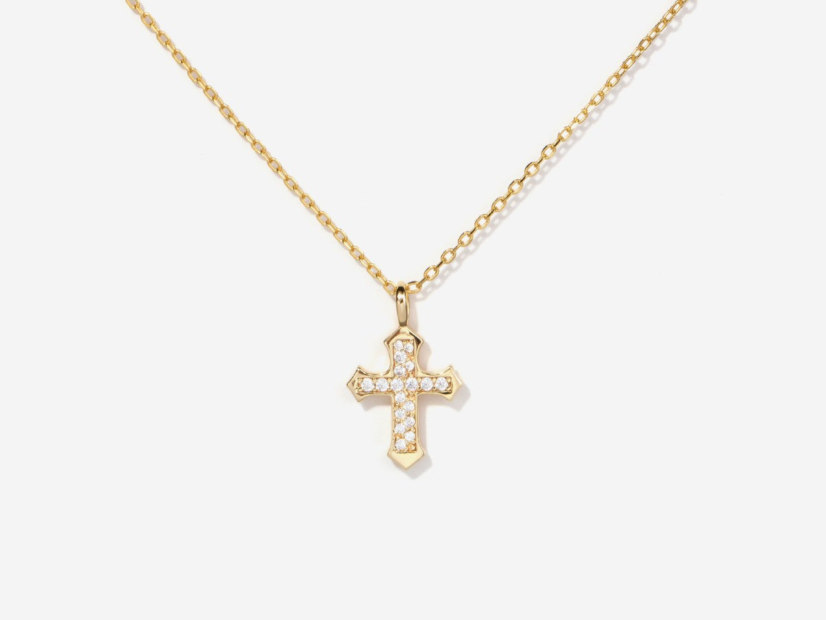 Gold Pavé Cross Pendant Necklace | Little Sky Stone