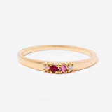 Graduated 4 Stone Garnet Pink Sapphire Tourmaline Ring Varena