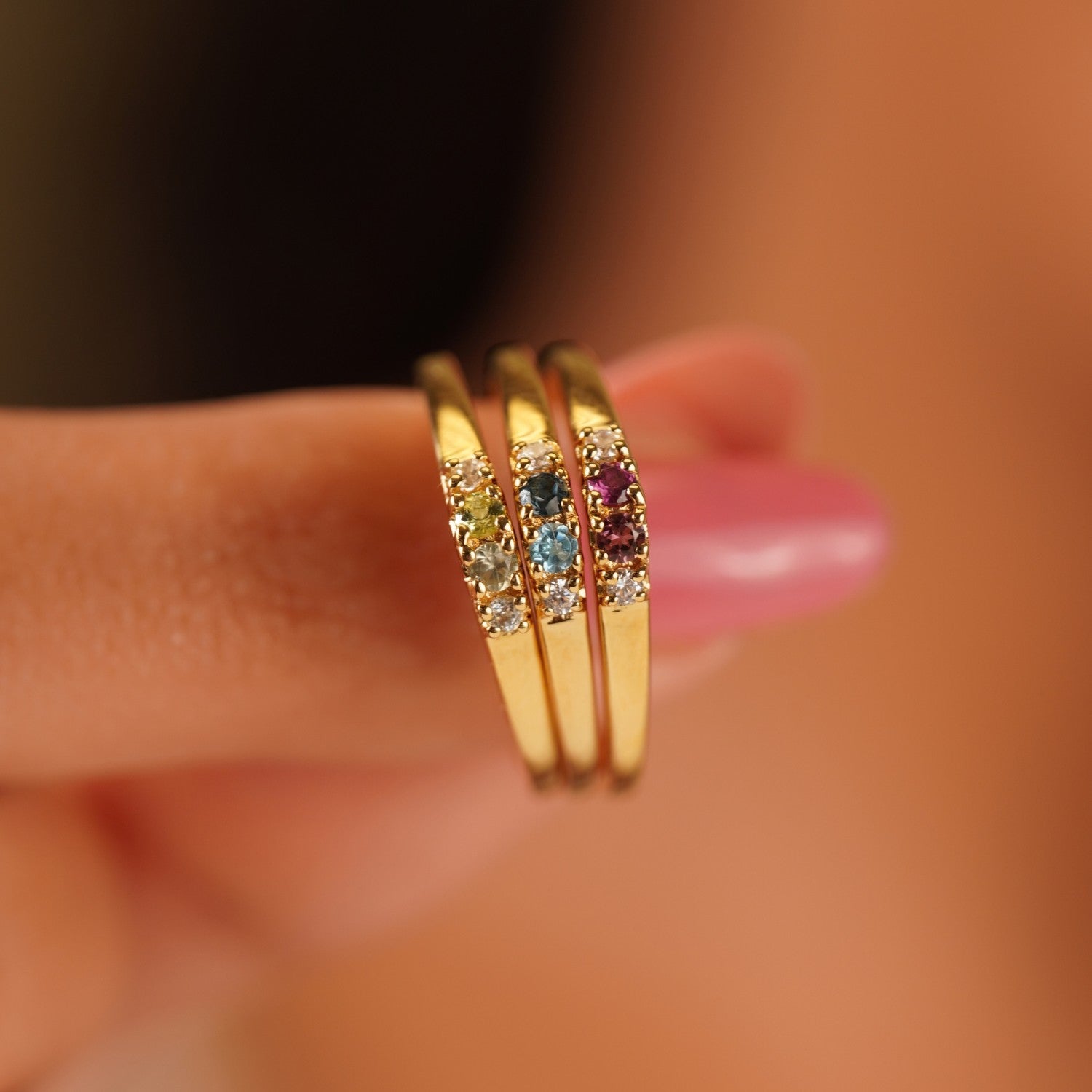 Graduated 4 Stone Garnet Pink Sapphire Tourmaline Ring Varena