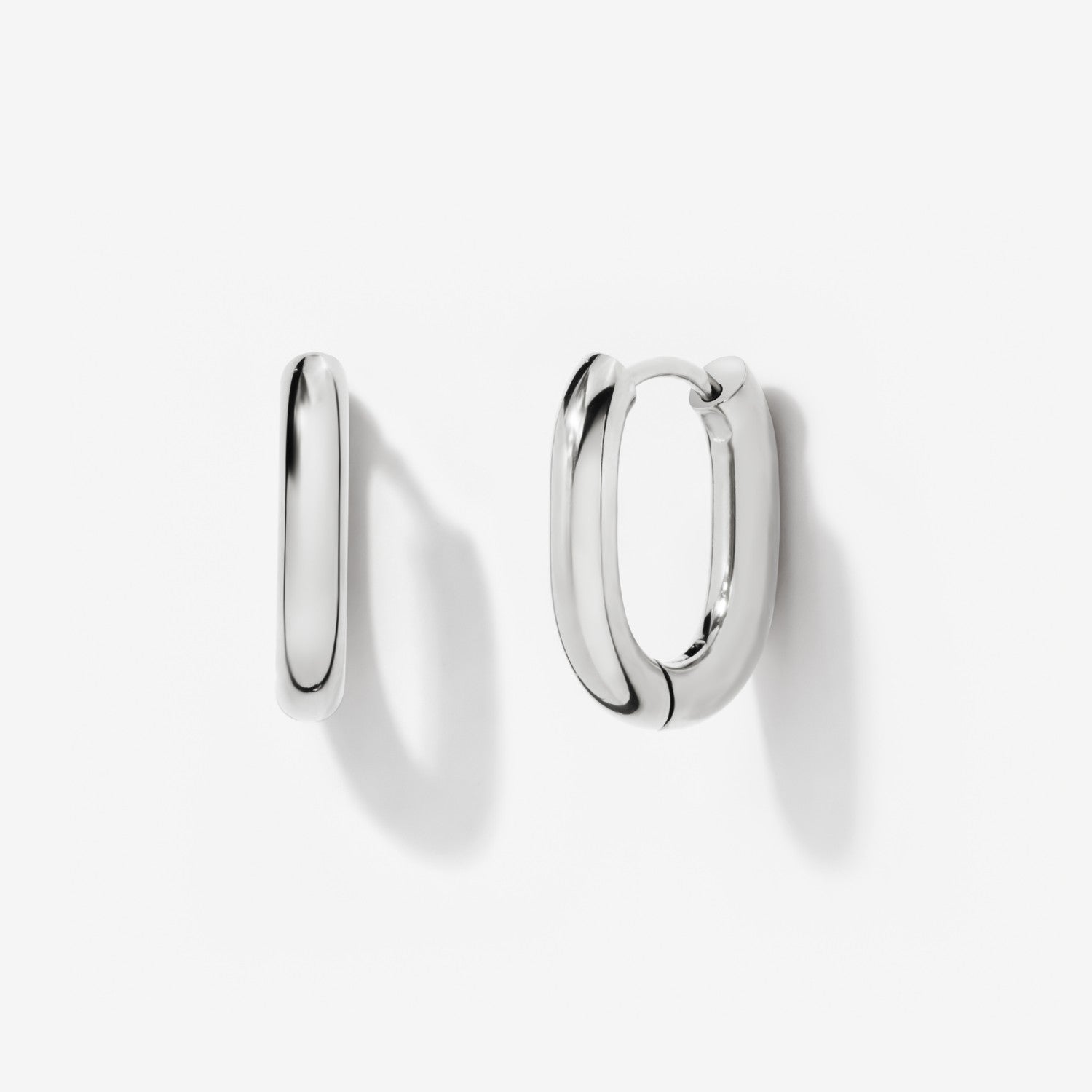 Halo Oval Silver Hoops