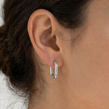 Halo Oval Silver Hoops