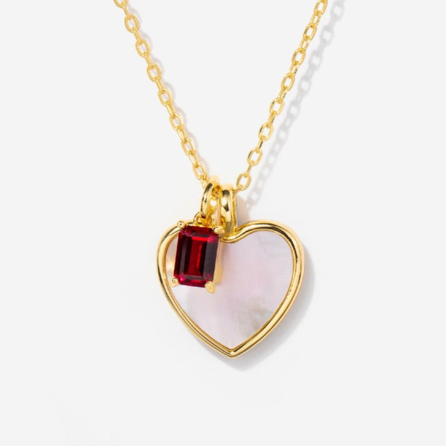 MOP Heart Birthstone Necklace