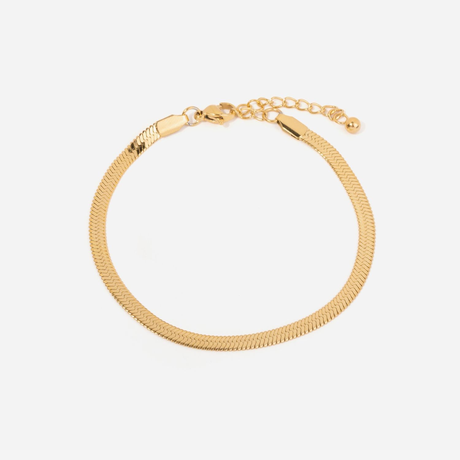 Herringbone Chain Bracelet in 14k gold over stainless steel