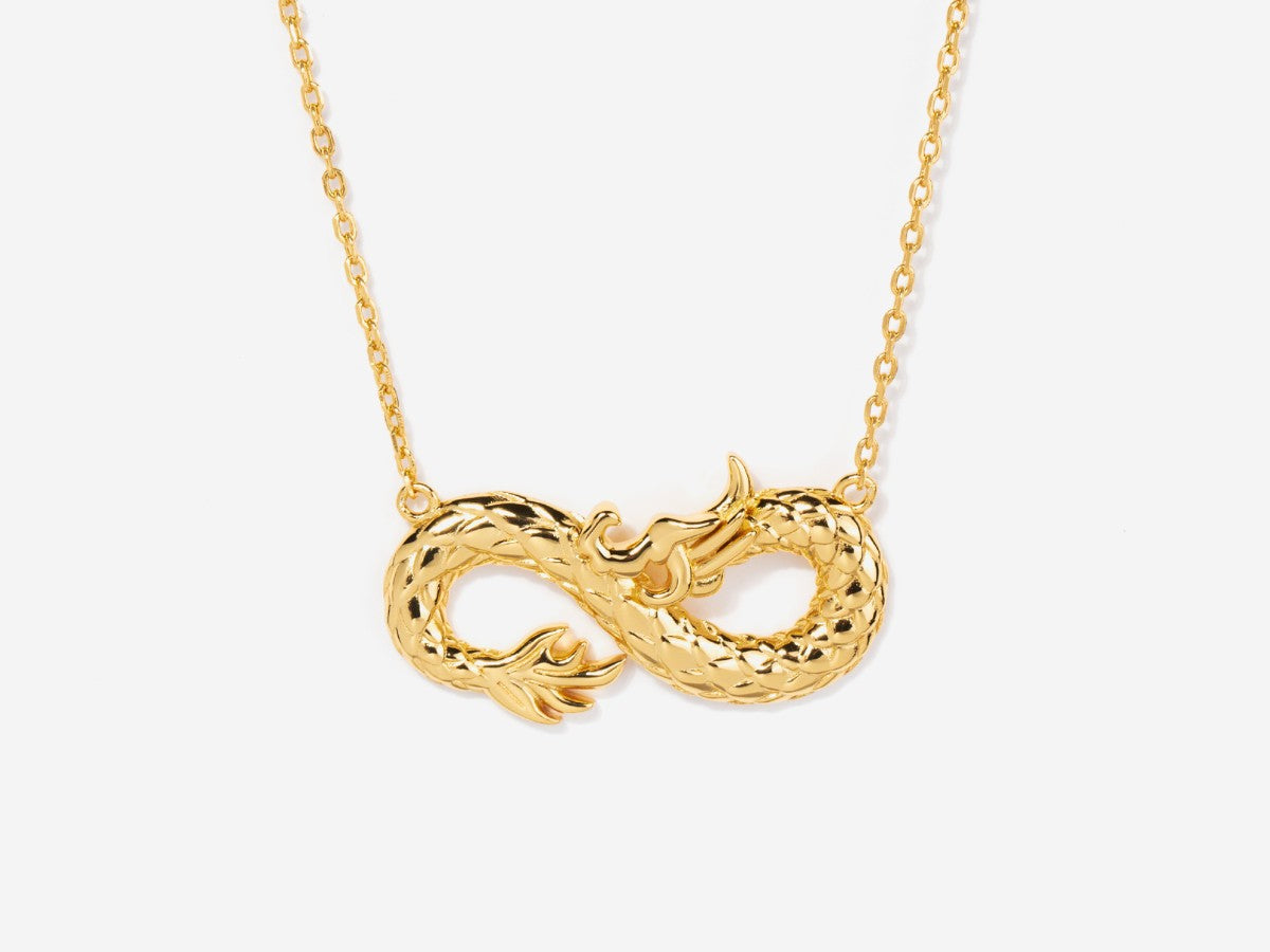 Infinity Dragon 14k Gold Plated Necklace | Little Sky Stone