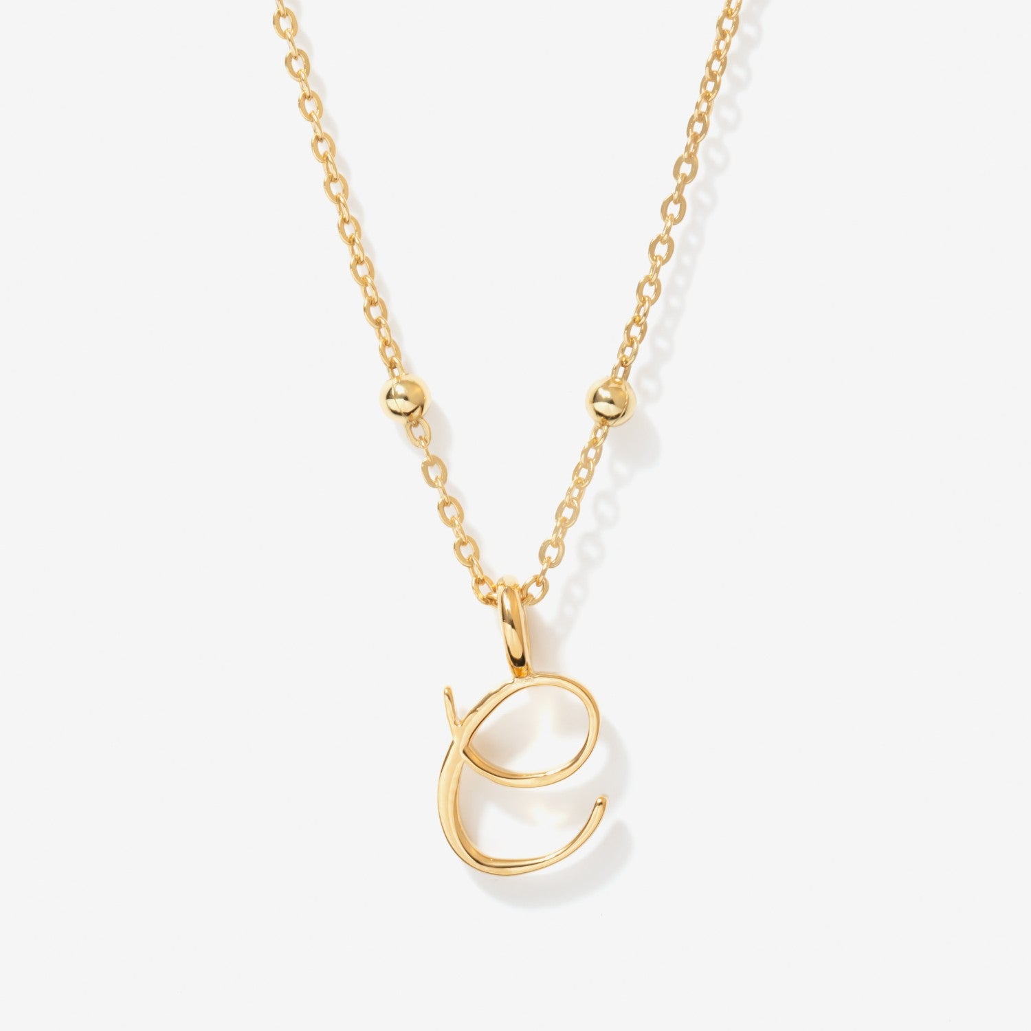 Cursive Initial Necklace on Sphere Chain - C