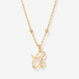 Cursive Initial Necklace on Sphere Chain - A