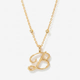 Cursive Initial Necklace on Sphere Chain - B